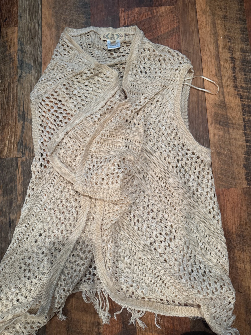 Pink Rose Open-Knit Scoop Neck Sweater in Cream